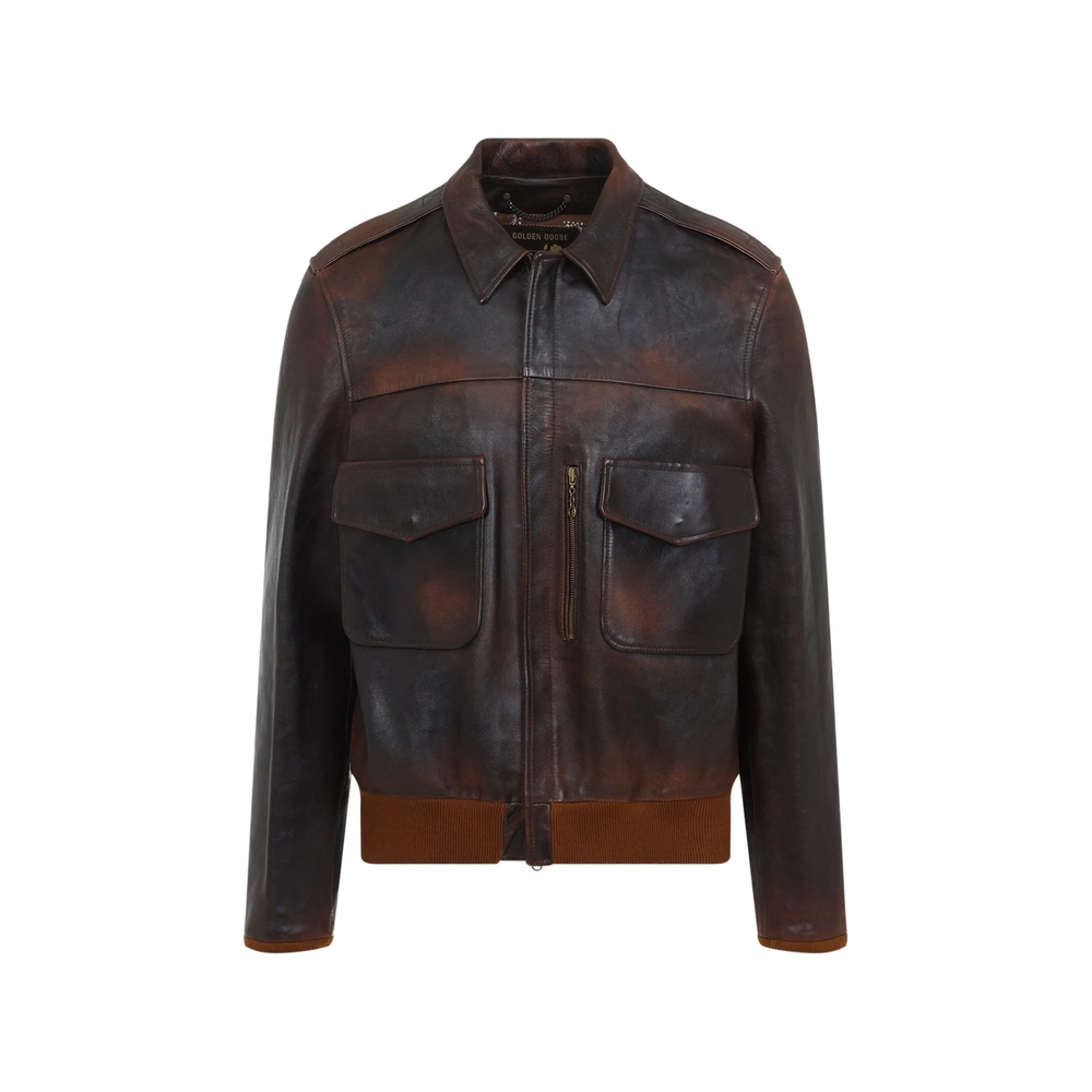 Golden Goose Flap-pockets Leather Jacket