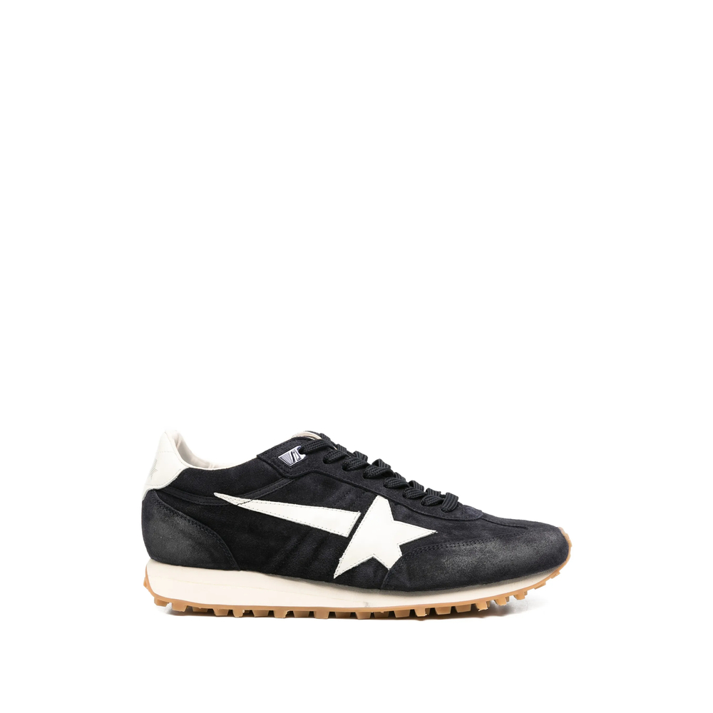 Golden Goose Marathon In Blue Navy Suede With White Leather Star And Heel Tab Sneakers