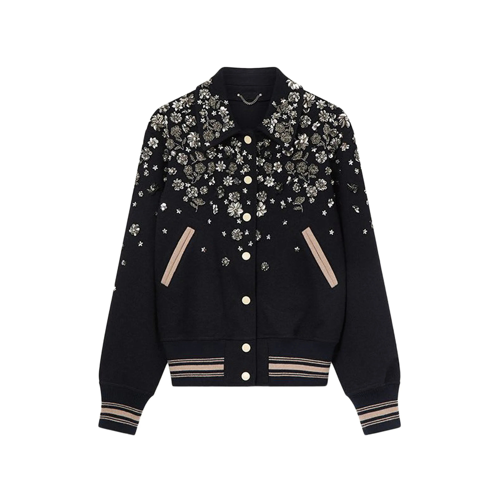 Golden Goose Floral-embellished Logo-patch Bomber Jacket