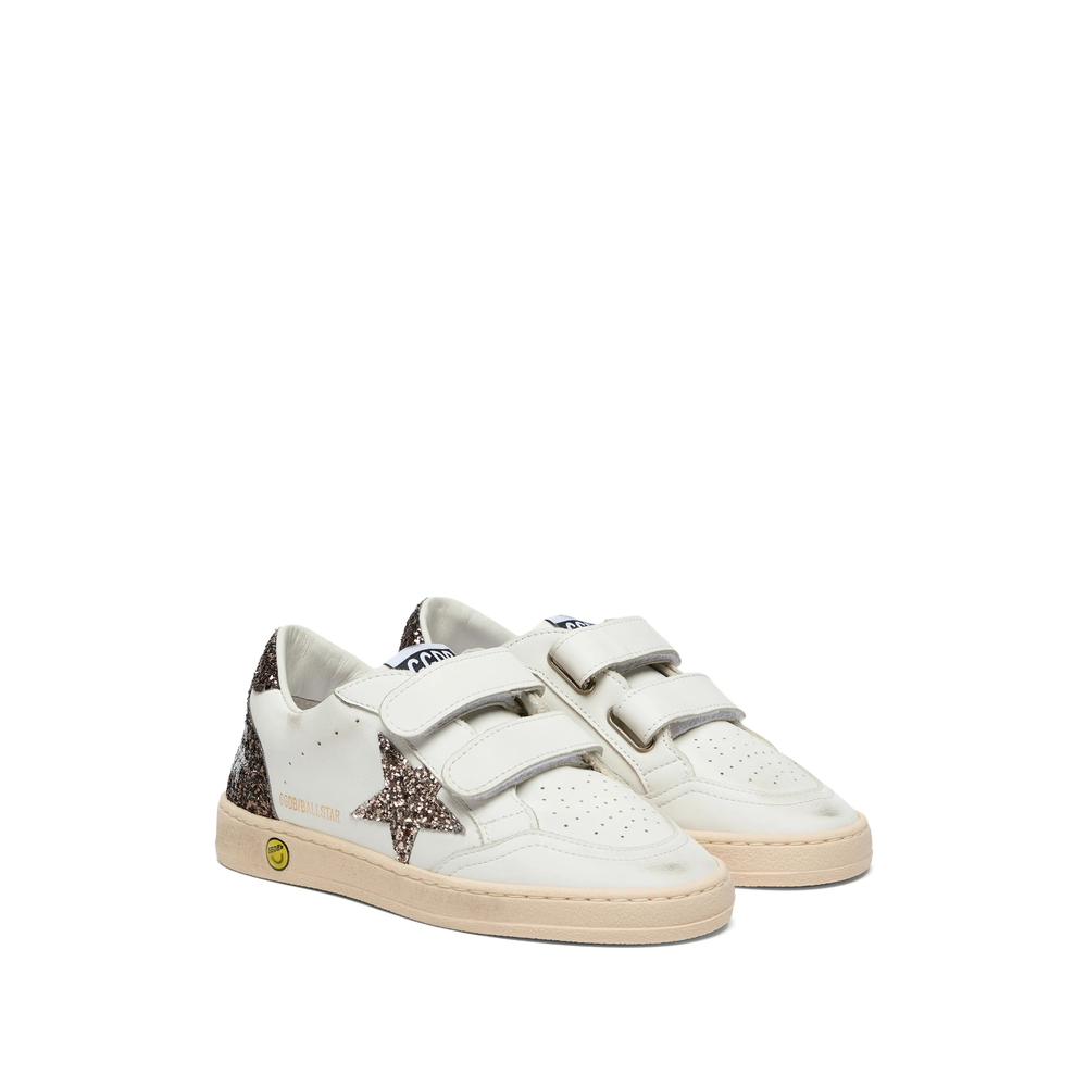 Golden Goose Ball Star Strap Leather Upper Toe And Strap Glitter Star Heel And Spur