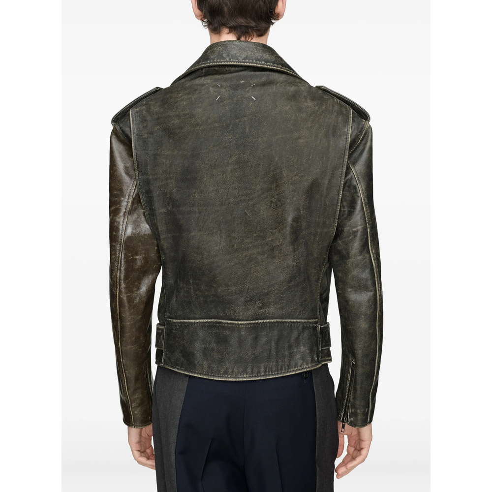 Distressed Leather Biker Jacket