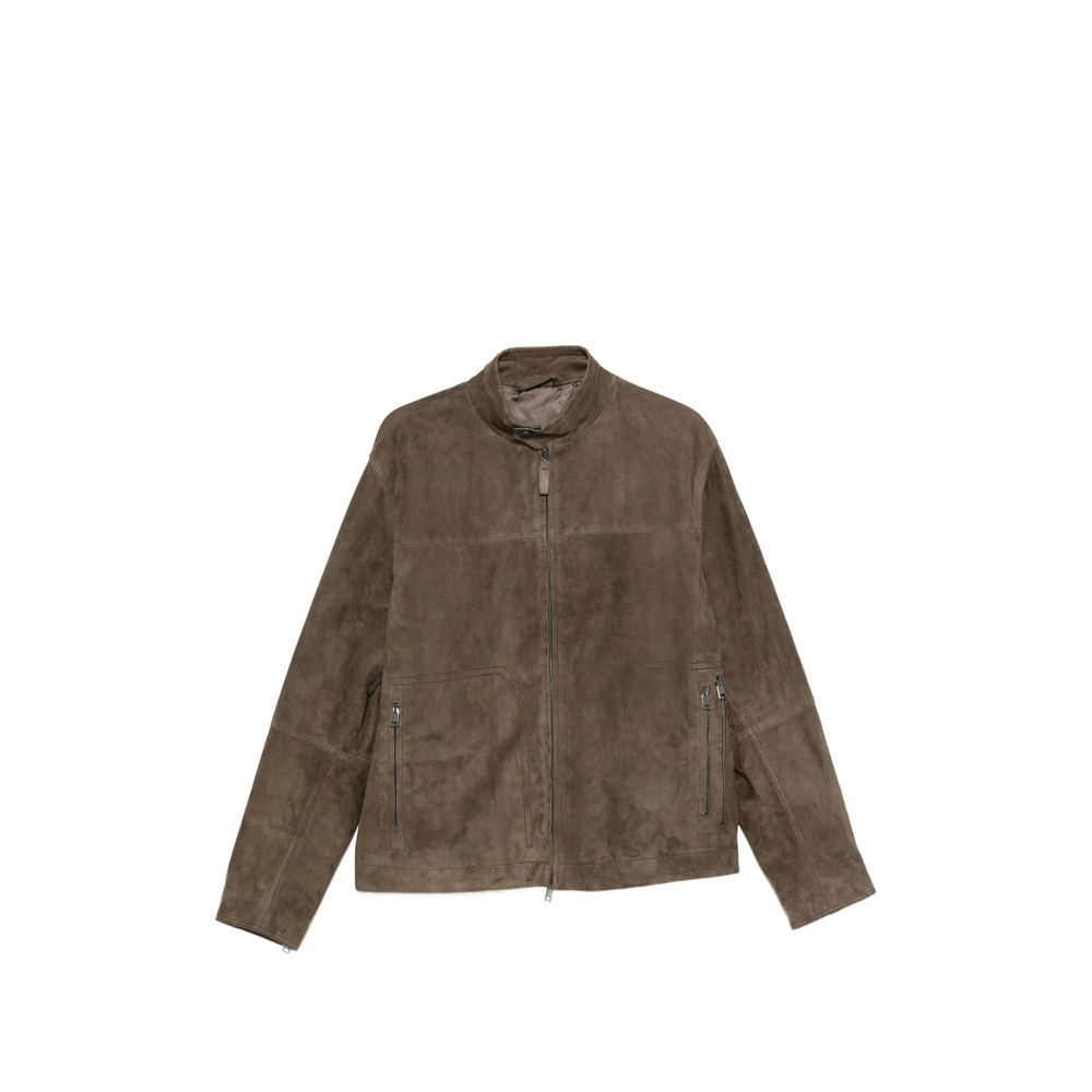 Brioni Suede High-neck Jacket