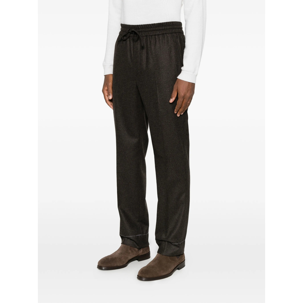 Waist Pressed-Crease Trousers Drawstring