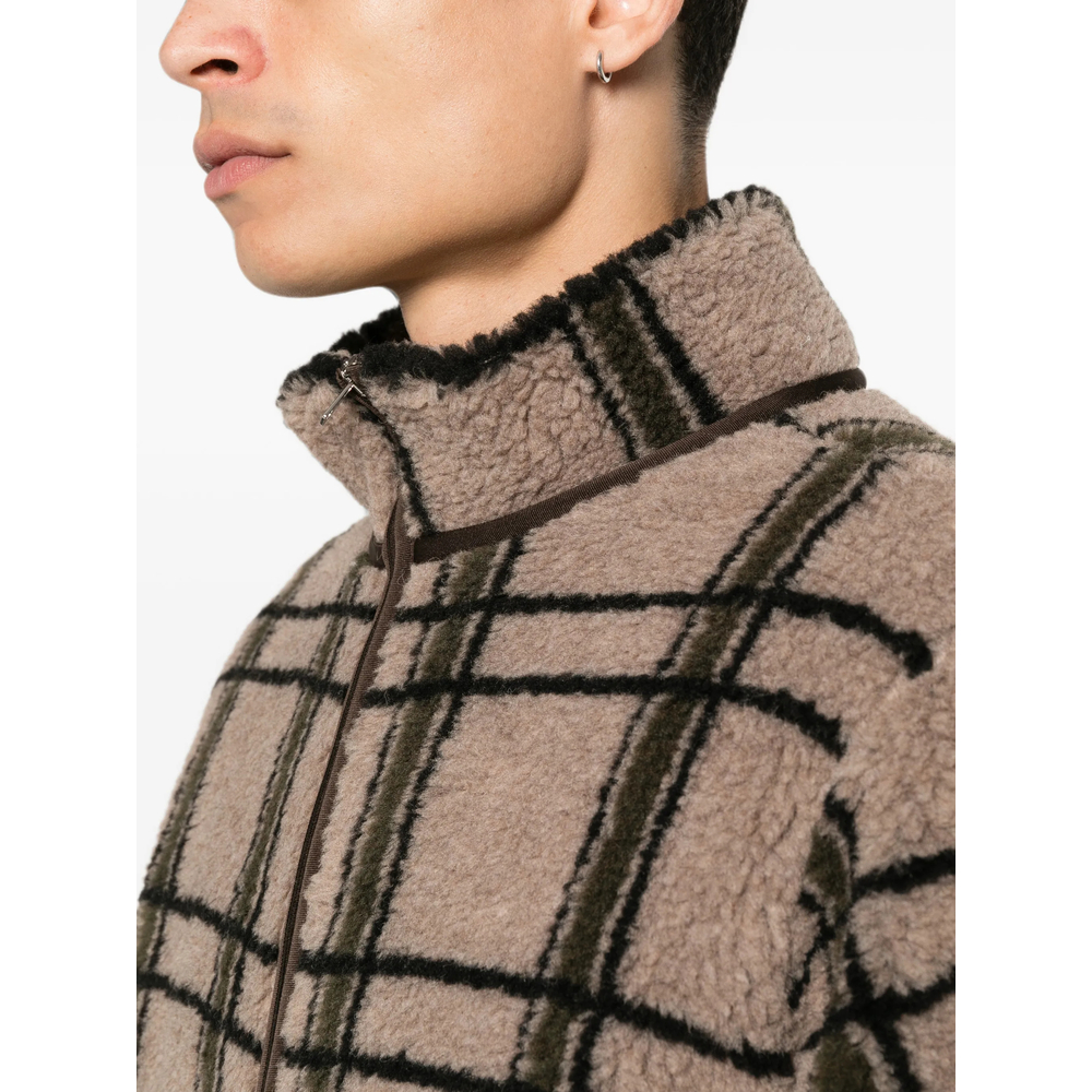 Check-Pattern Fleece Jacket