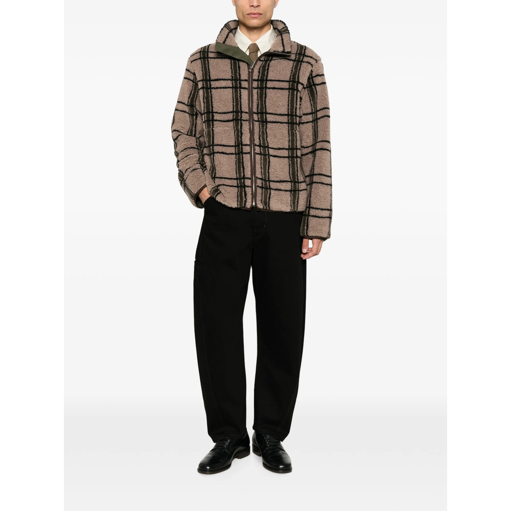 Check-Pattern Fleece Jacket