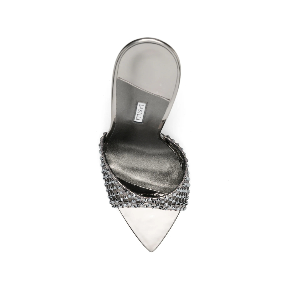Gilda Crystal-Embellished Pointed-Toe Heeled Sandals