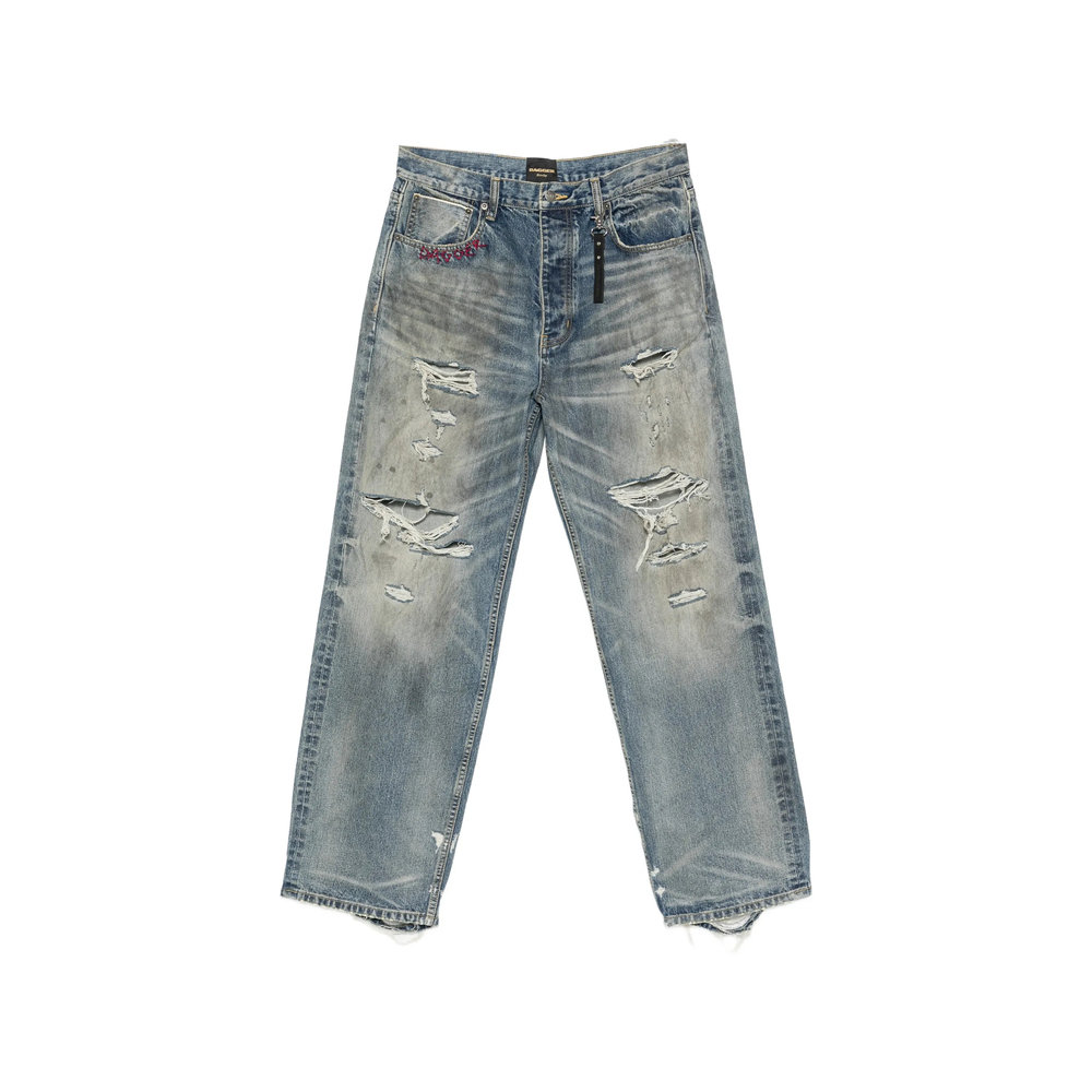 Dagger Distressed Wide-leg Jeans