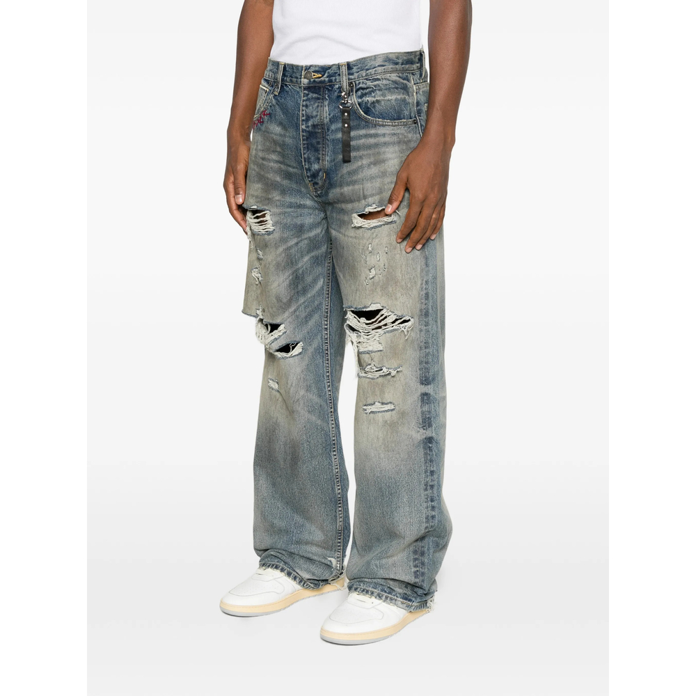 Garage Distressed Wide-Leg Jeans