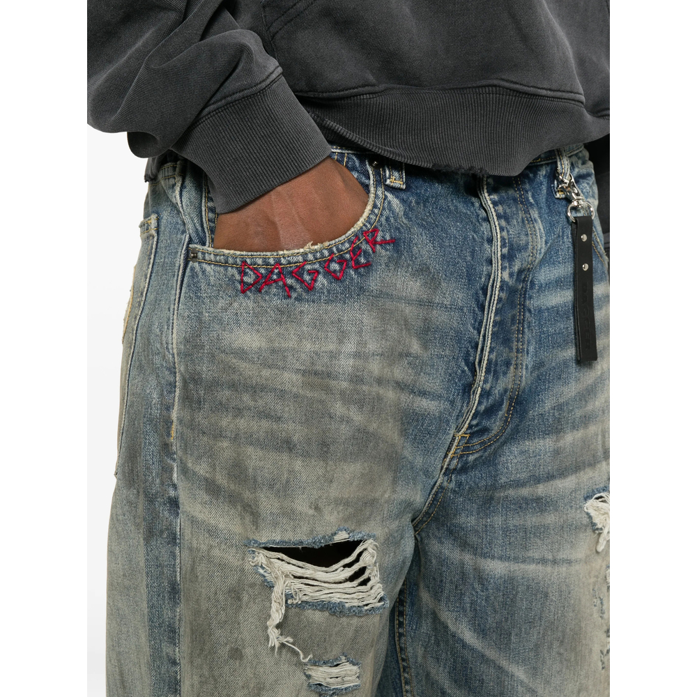 Garage Distressed Wide-Leg Jeans