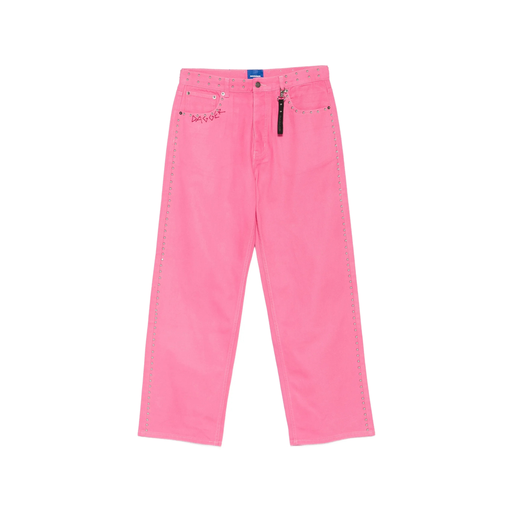 Dagger Stud-embellished Embroidered Jeans
