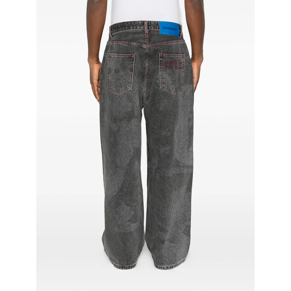 Johnny Embroidered Acid-Wash Jeans
