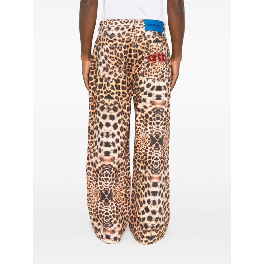 Leopard-Print Wide-Leg Jeans