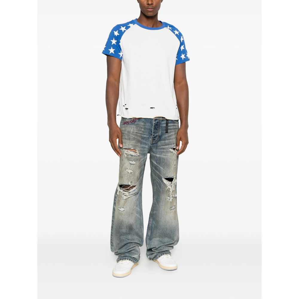 Star-Print Distressed T-Shirt