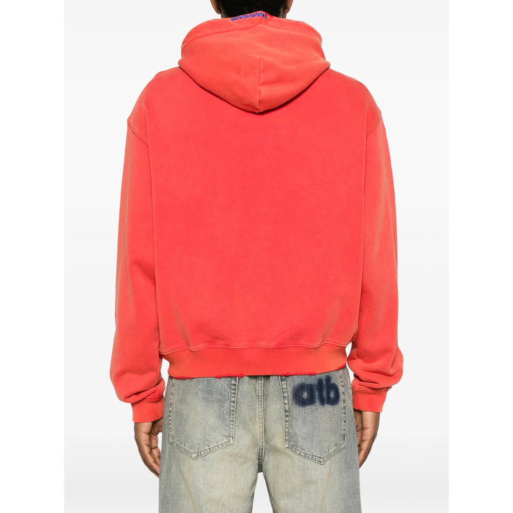 Slogan-Print Distressed Hoodie