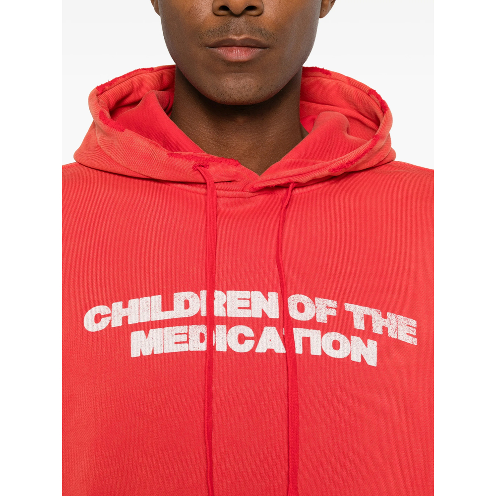 Slogan-Print Distressed Hoodie