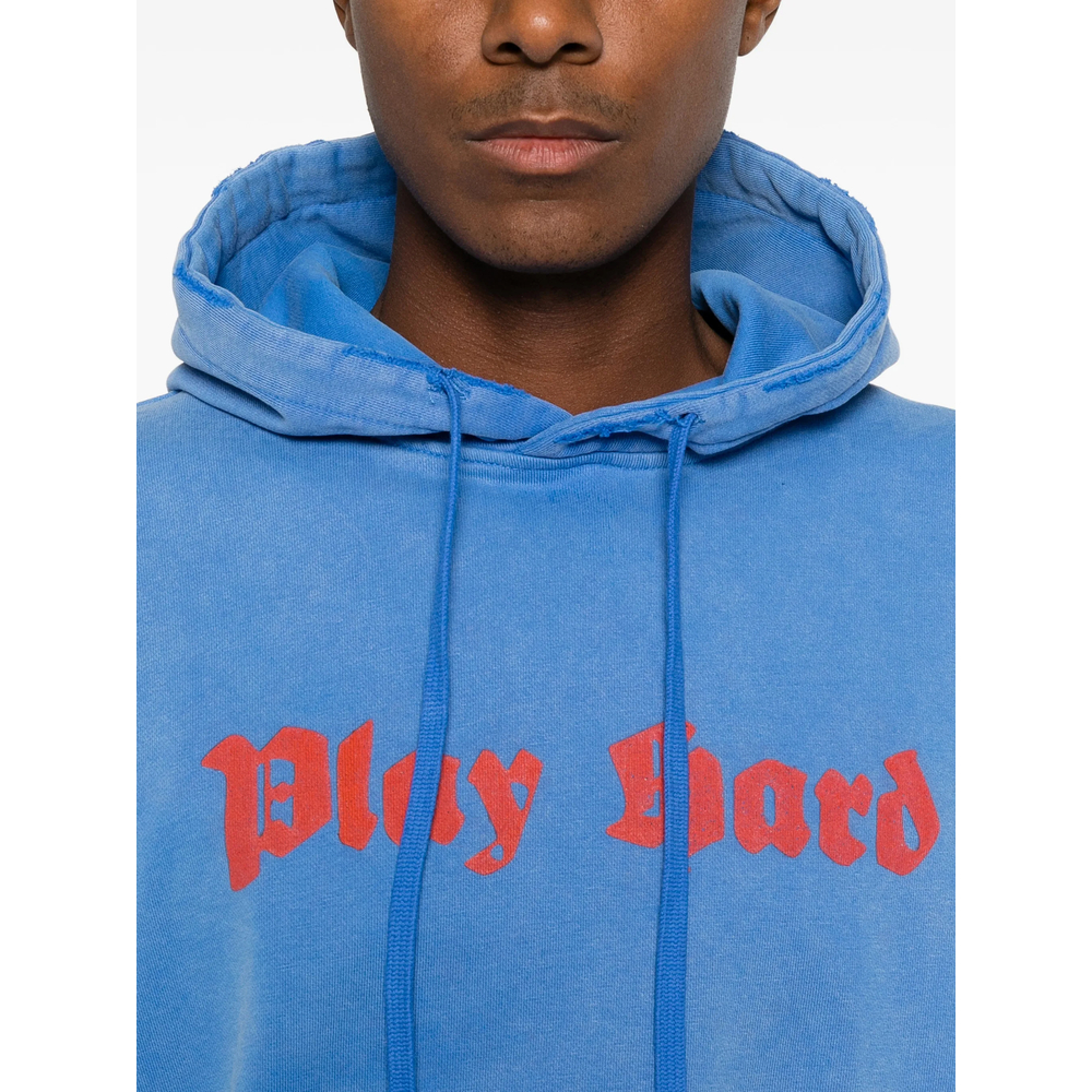 Slogan-Print Distressed Hoodie