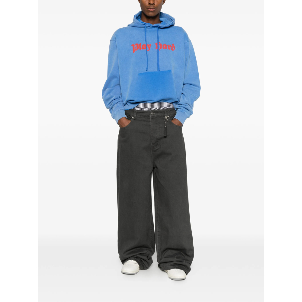 Slogan-Print Distressed Hoodie