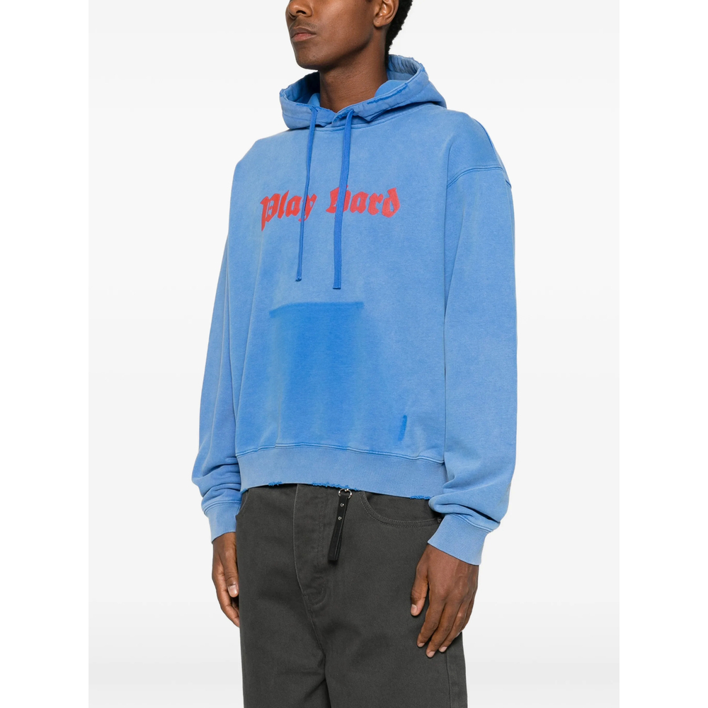 Slogan-Print Distressed Hoodie
