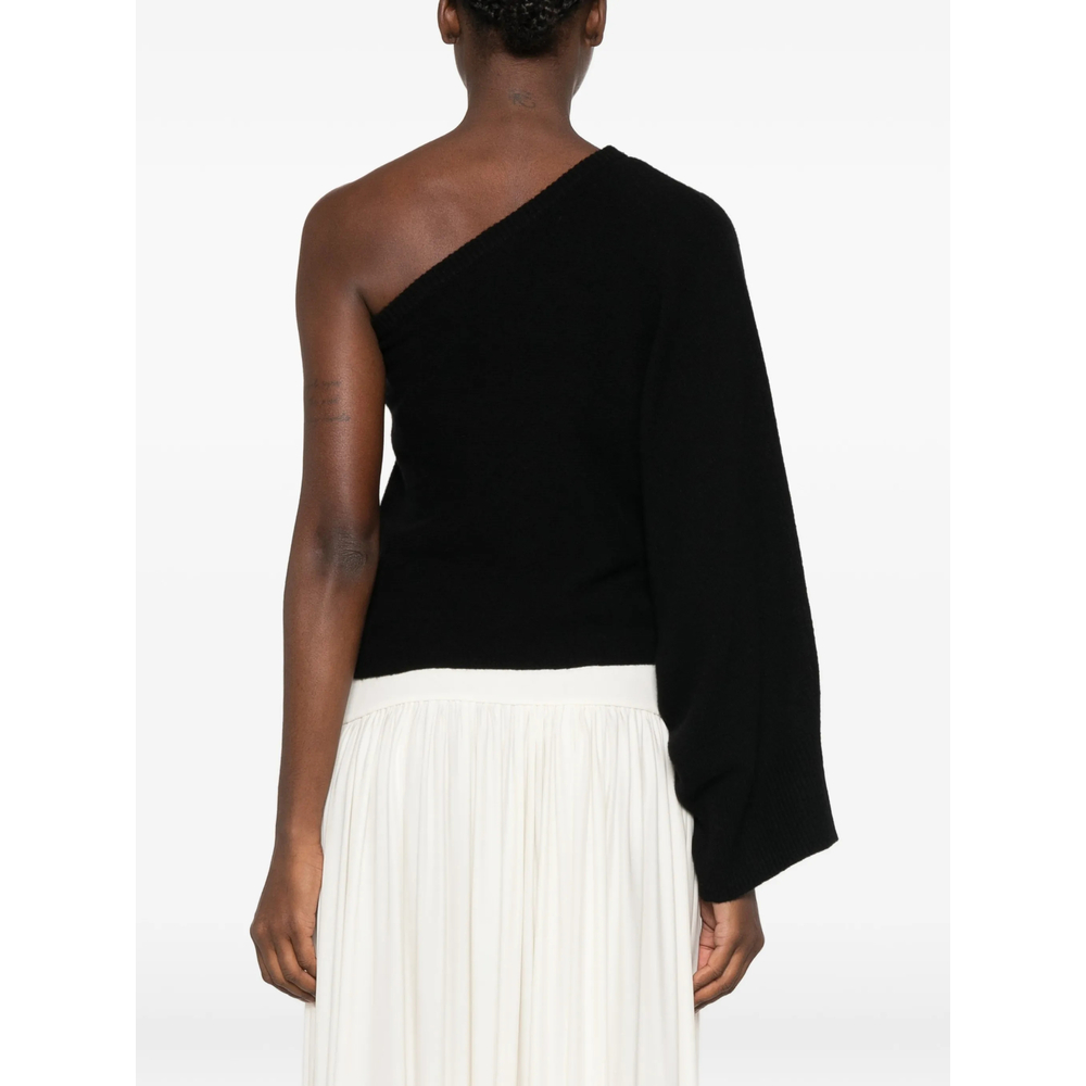One-Shoulder Scarf-Detail Sweater
