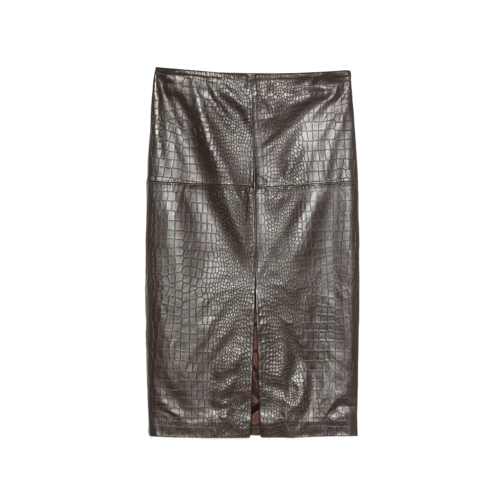 Federica Tosi Crocodile-effect Leather Midi Skirt