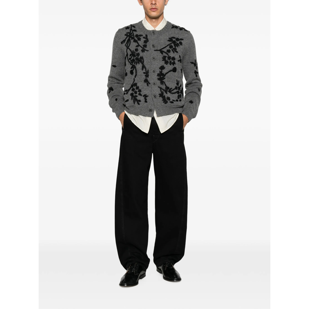 Floral-Embroidered Cardigan