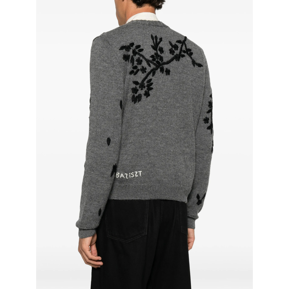 Floral-Embroidered Cardigan