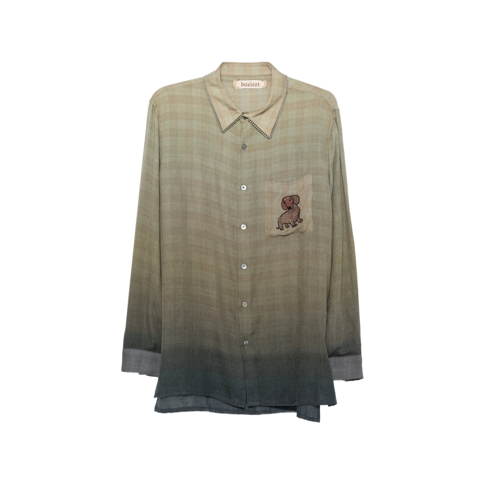 Checked Embroidered-Patch Shirt