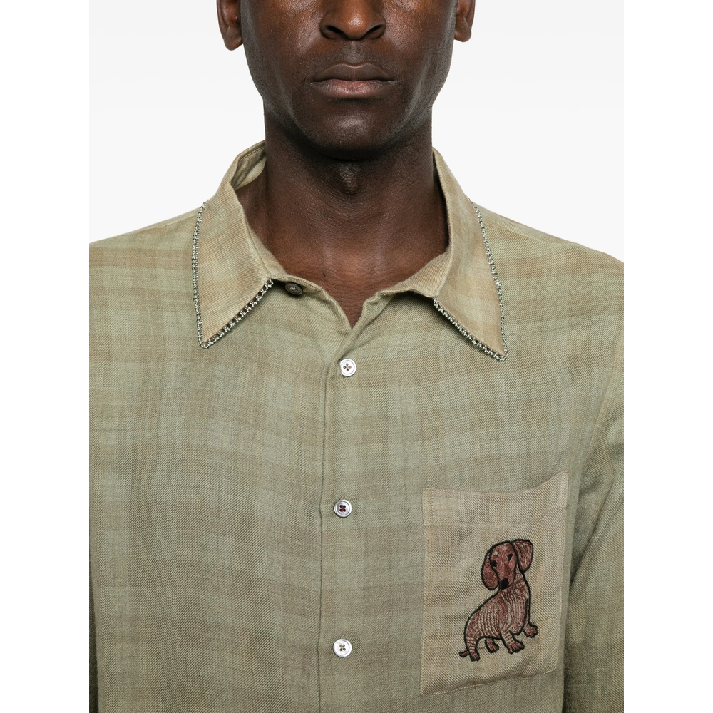 Checked Embroidered-Patch Shirt