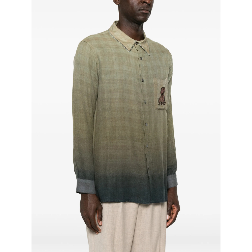 Checked Embroidered-Patch Shirt