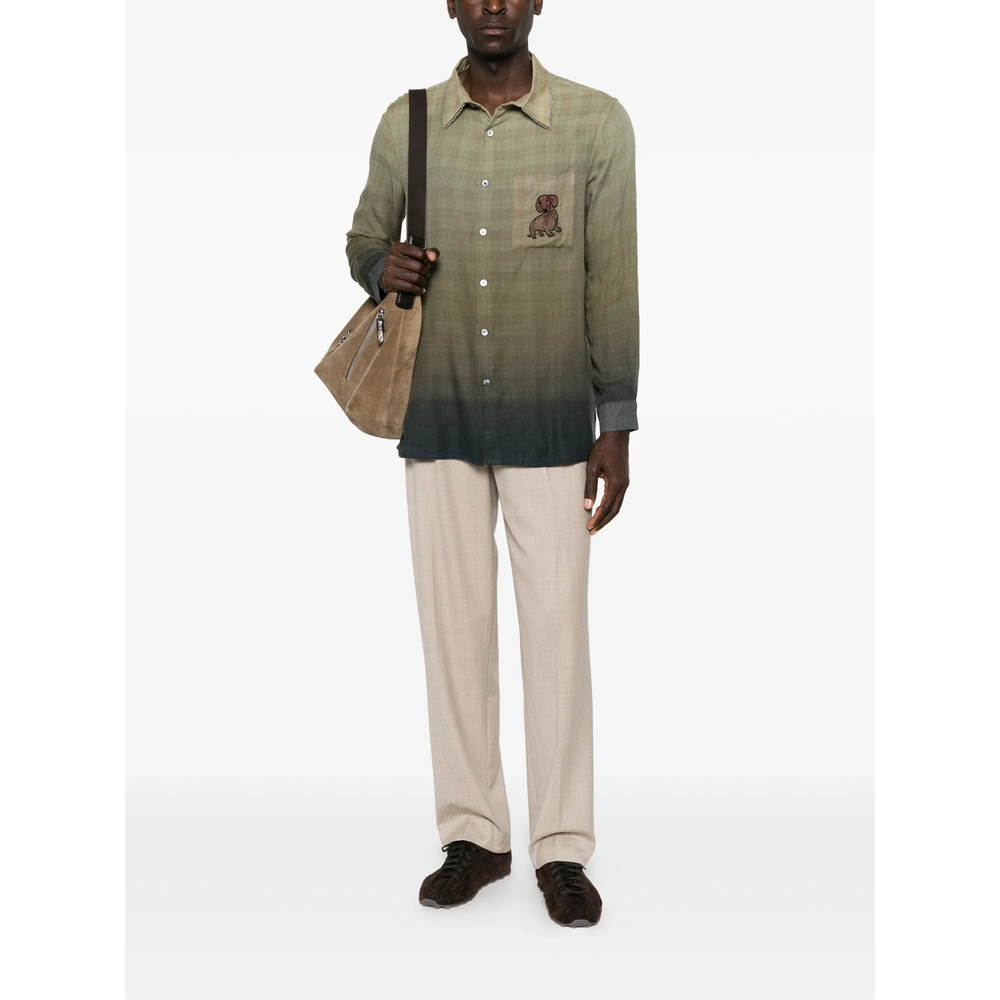 Checked Embroidered-Patch Shirt