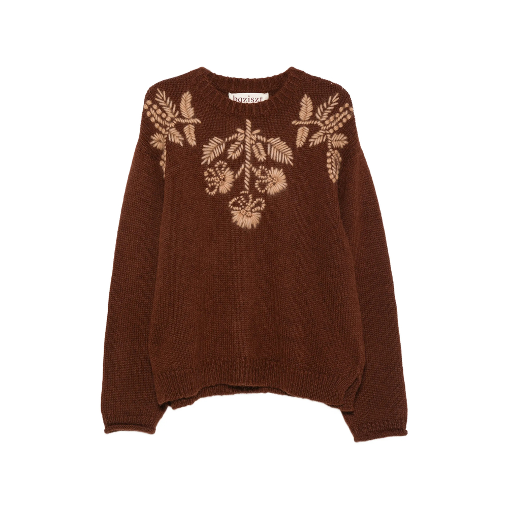 Floral-Embroidered Chunky-Knit Sweater