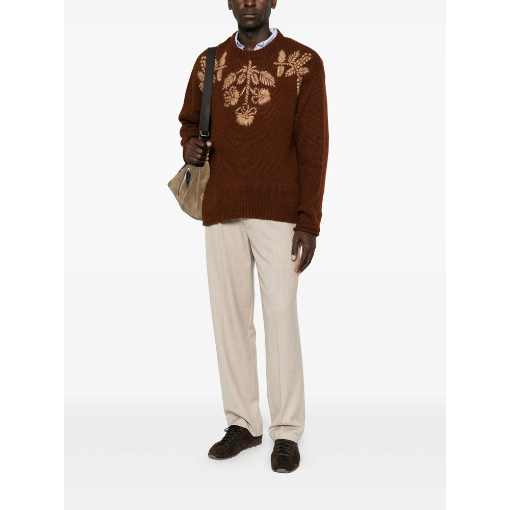 Floral-Embroidered Chunky-Knit Sweater