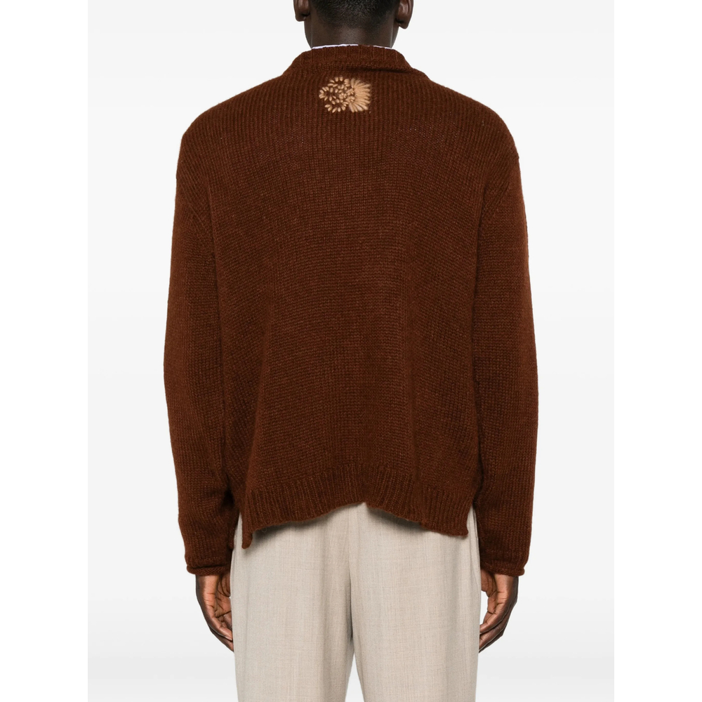 Floral-Embroidered Chunky-Knit Sweater
