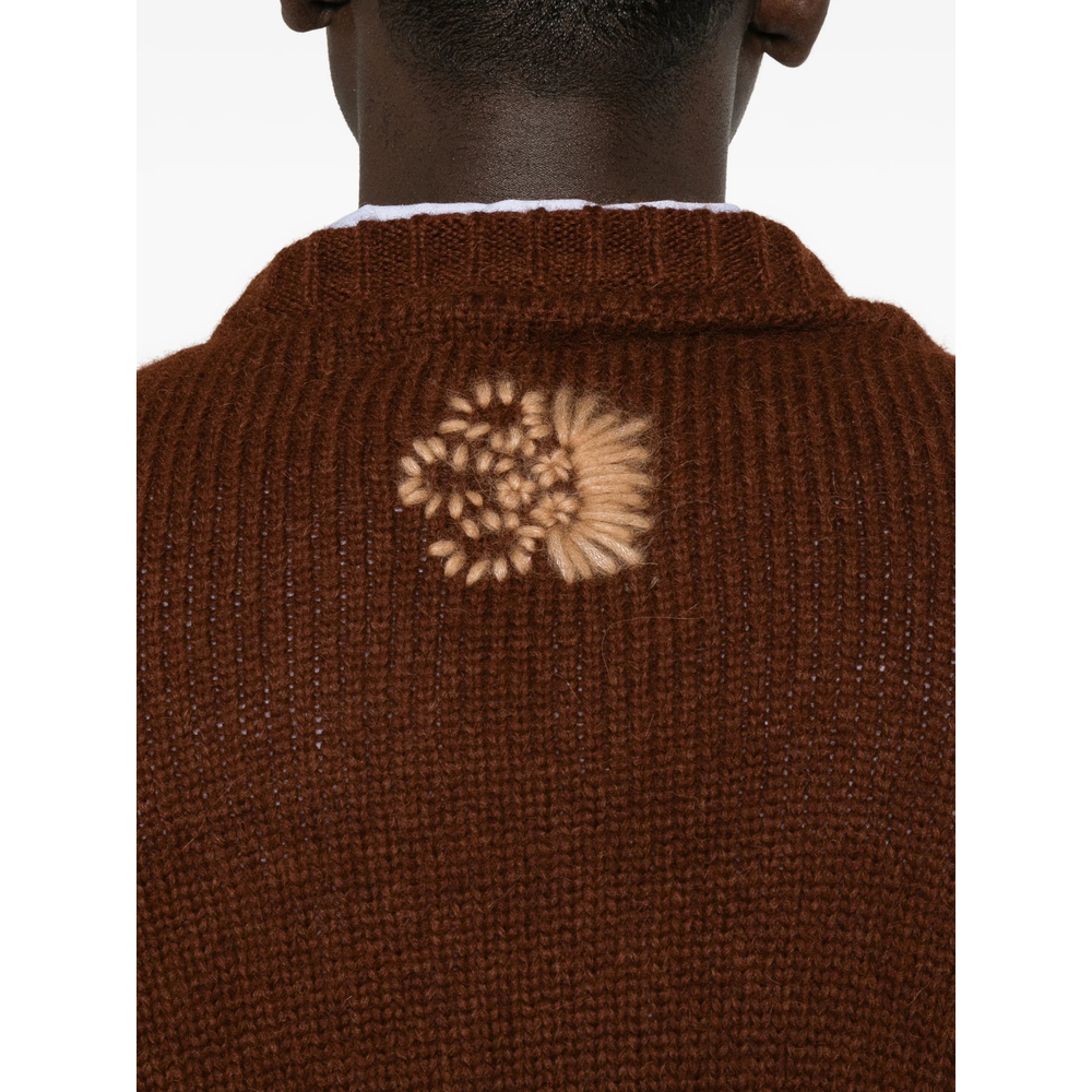 Floral-Embroidered Chunky-Knit Sweater