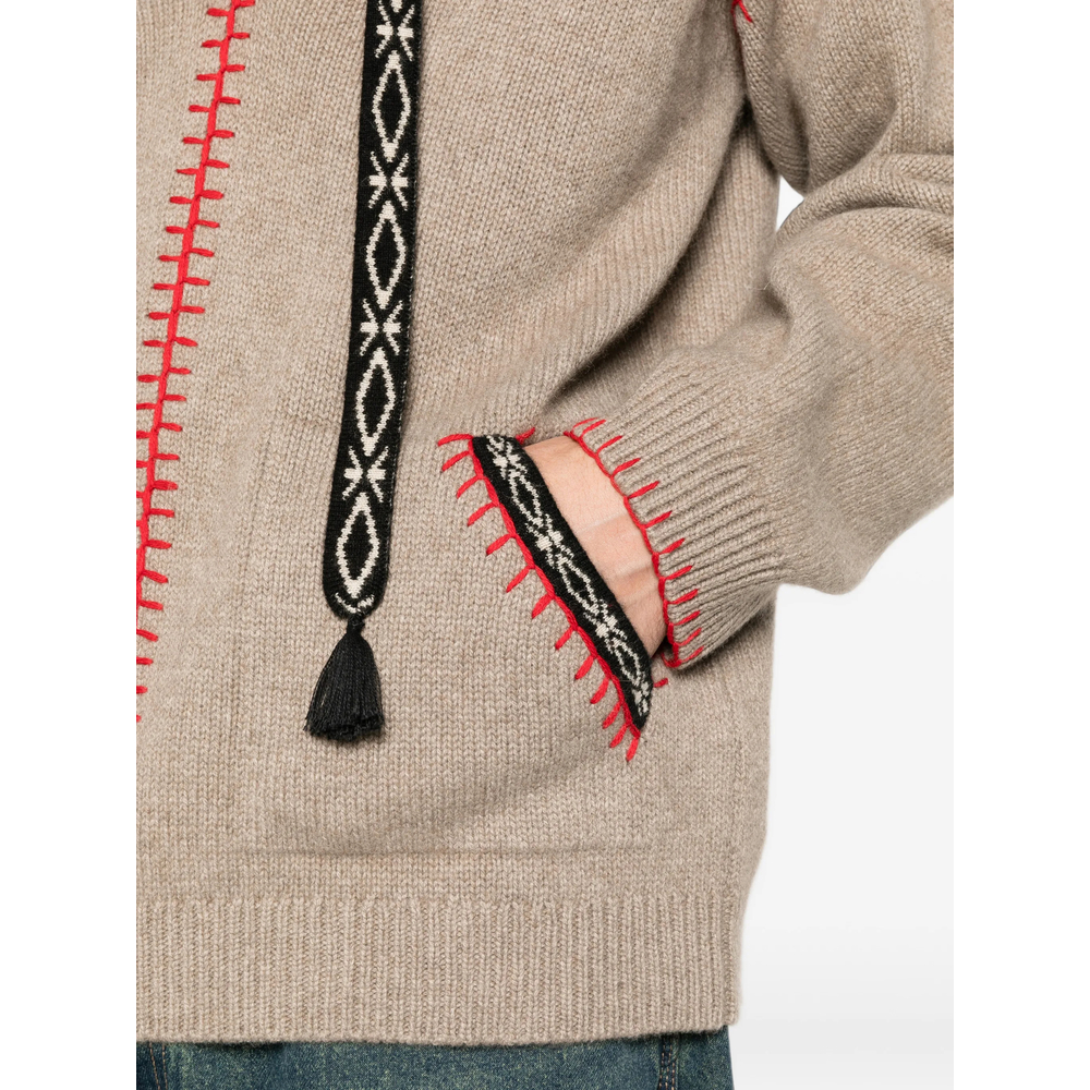 Kafti Embroidered-Stitch Drawstring Hoodie