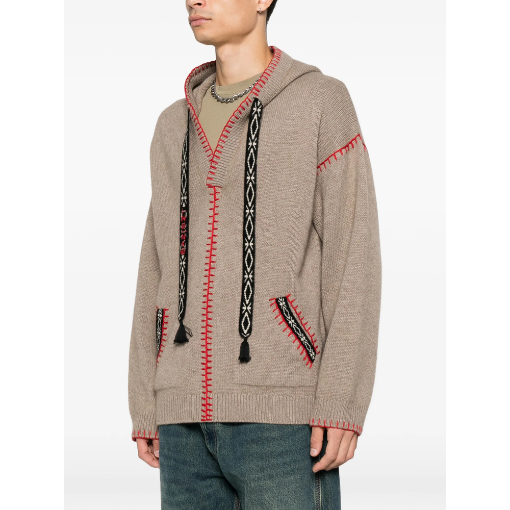 Kafti Embroidered-Stitch Drawstring Hoodie