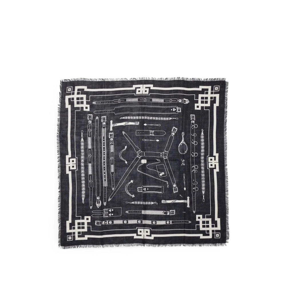 Enfants Riches Déprimés Belt-print Frayed Scarf