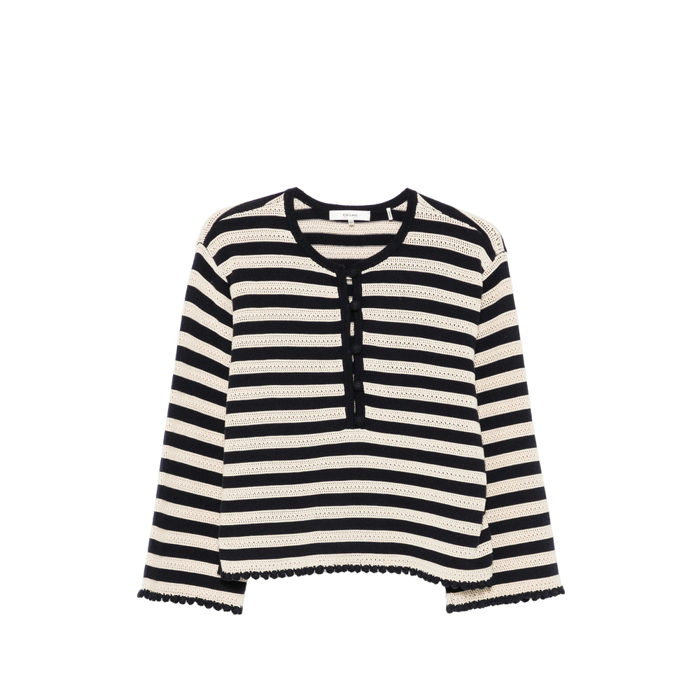 Striped Pointelle-Knit Sweater