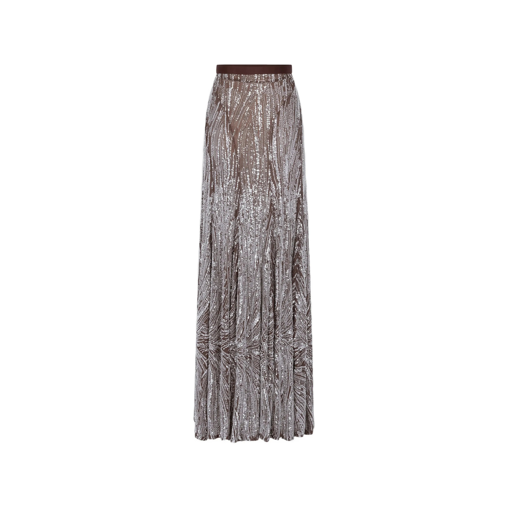 Rabanne Long Fluid Skirt With Embroidery Details