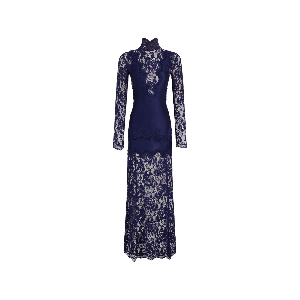 Rabanne Lace-panelled High-neck Maxi Dress