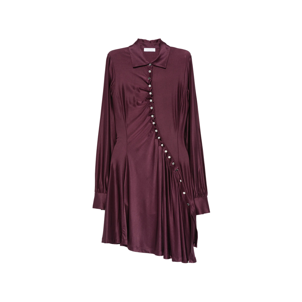 Rabanne Draped Mini Magenta Dress In Jersey