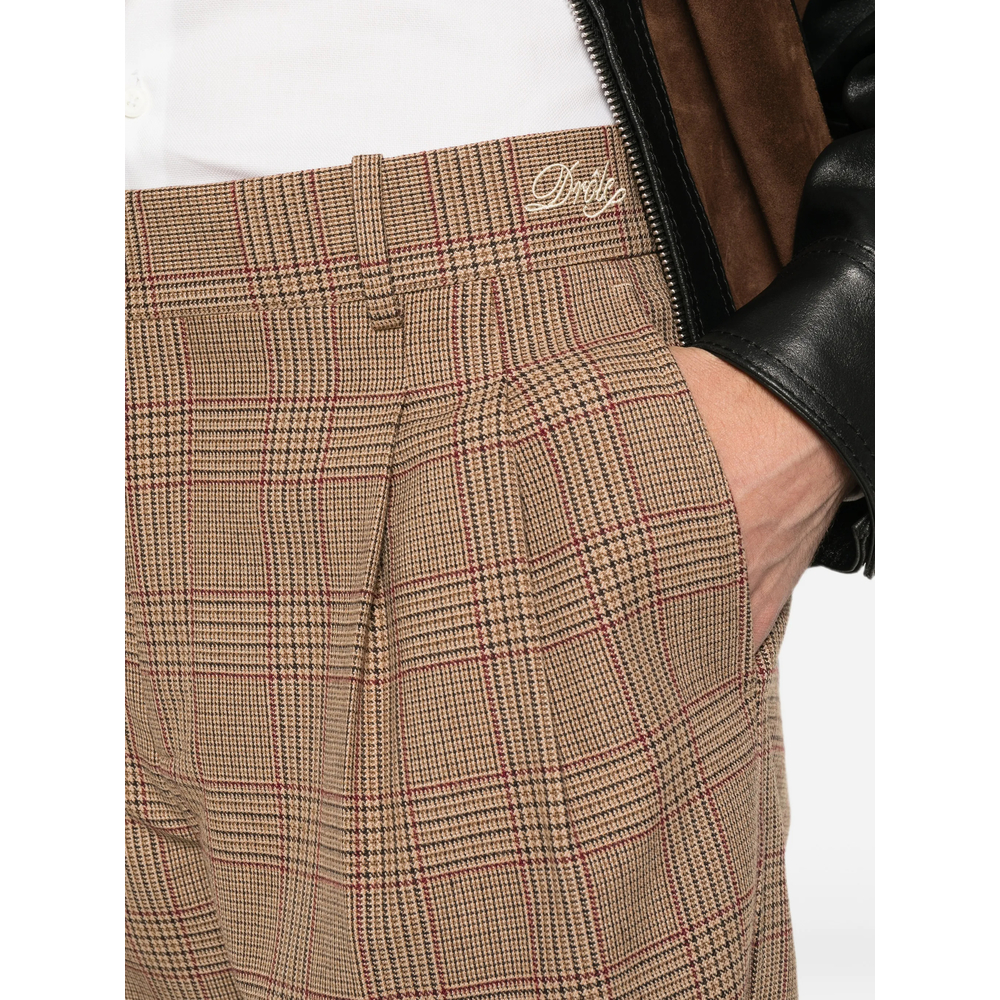 Drôle De Monsieur Check-Pattern Pleated Trousers