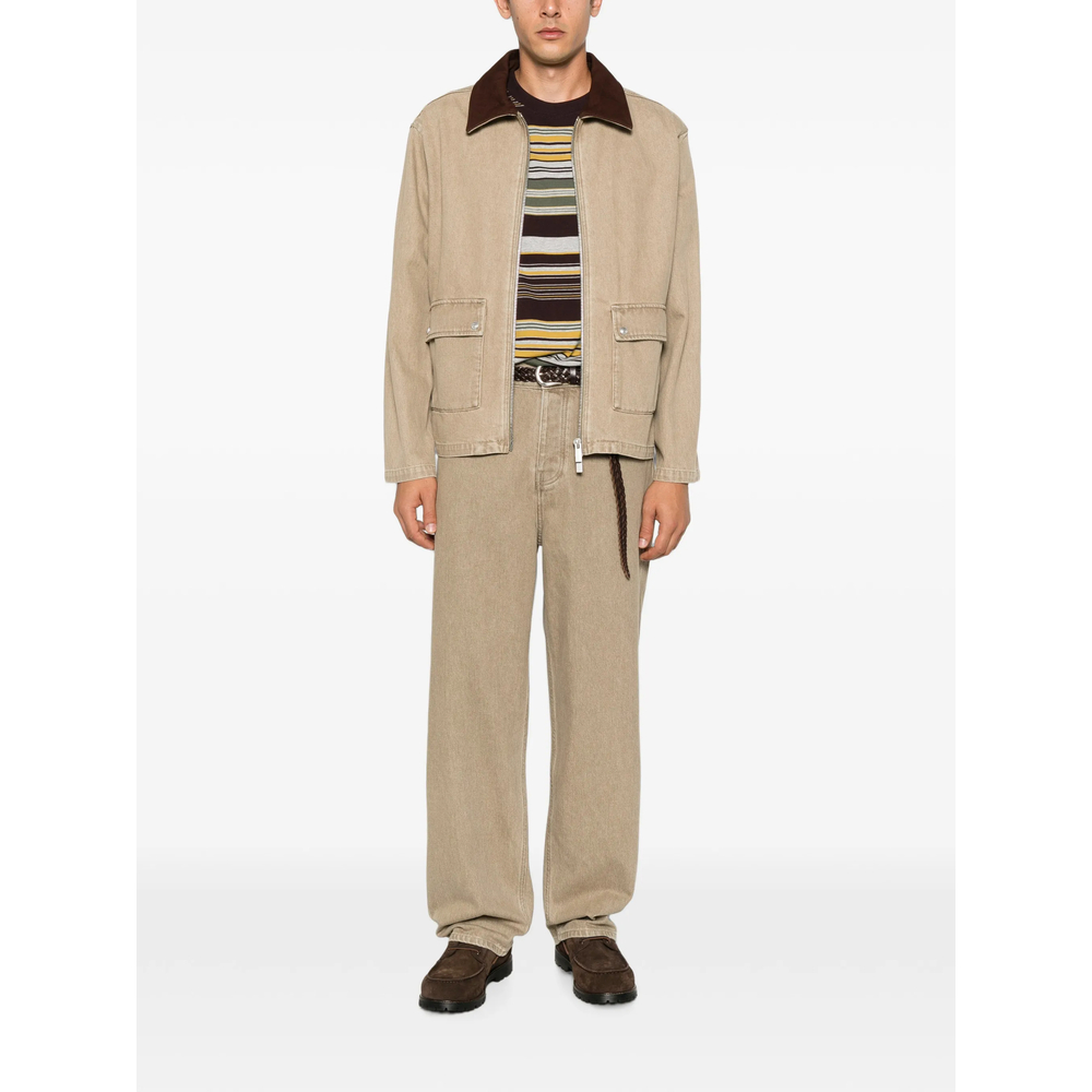 Drôle De Monsieur Contrast-Collar Cotton Jacket