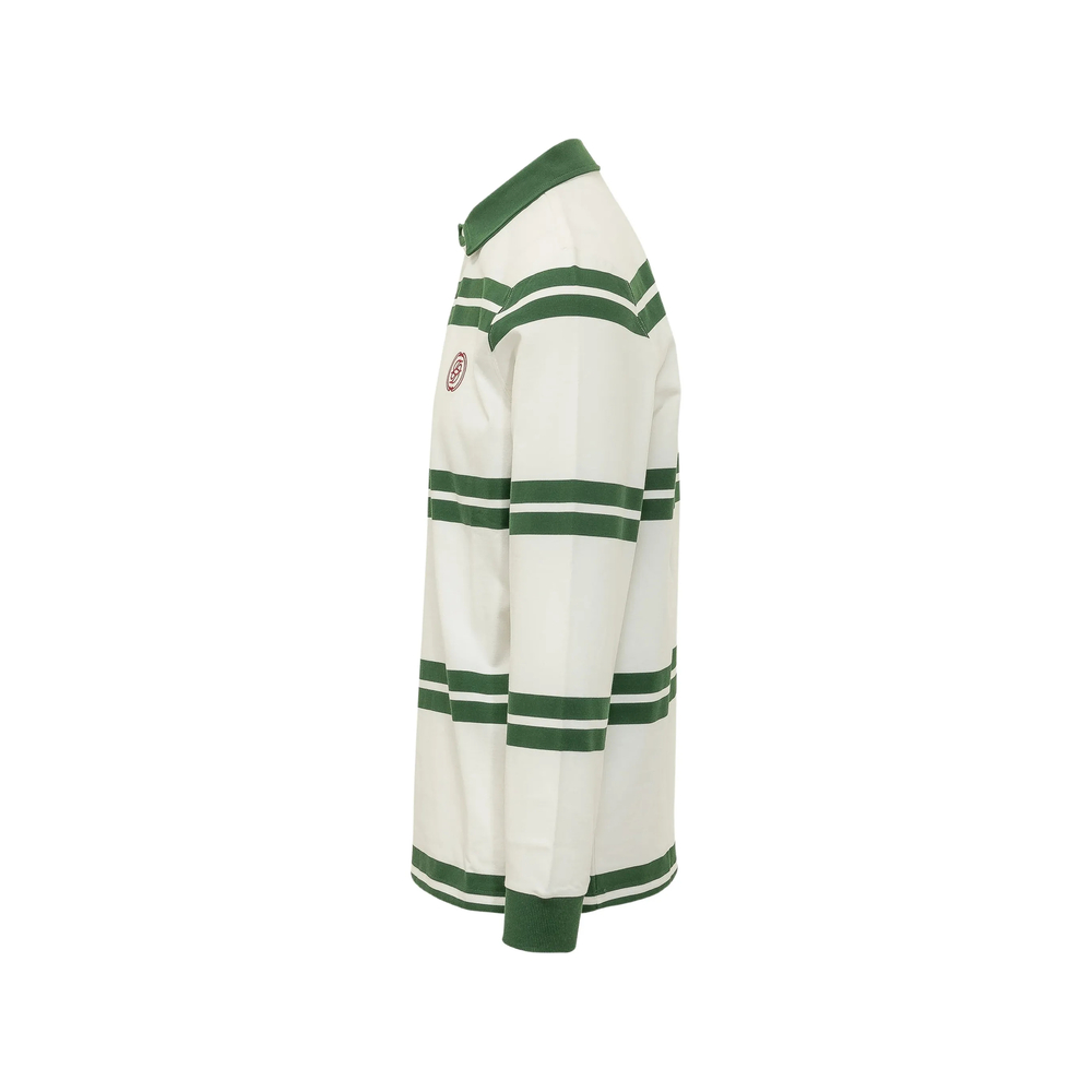 Drôle De Monsieur Striped Embroidered-Logo Polo Shirt