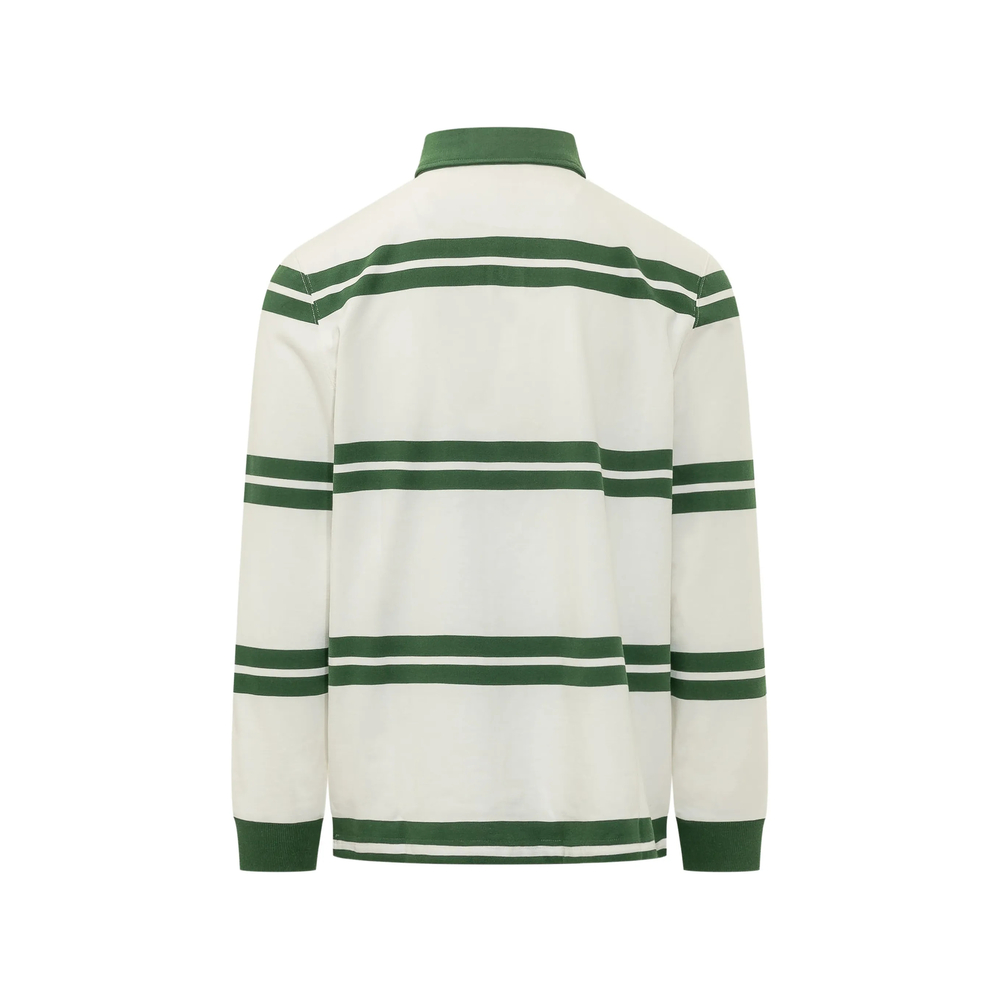 Drôle De Monsieur Striped Embroidered-Logo Polo Shirt