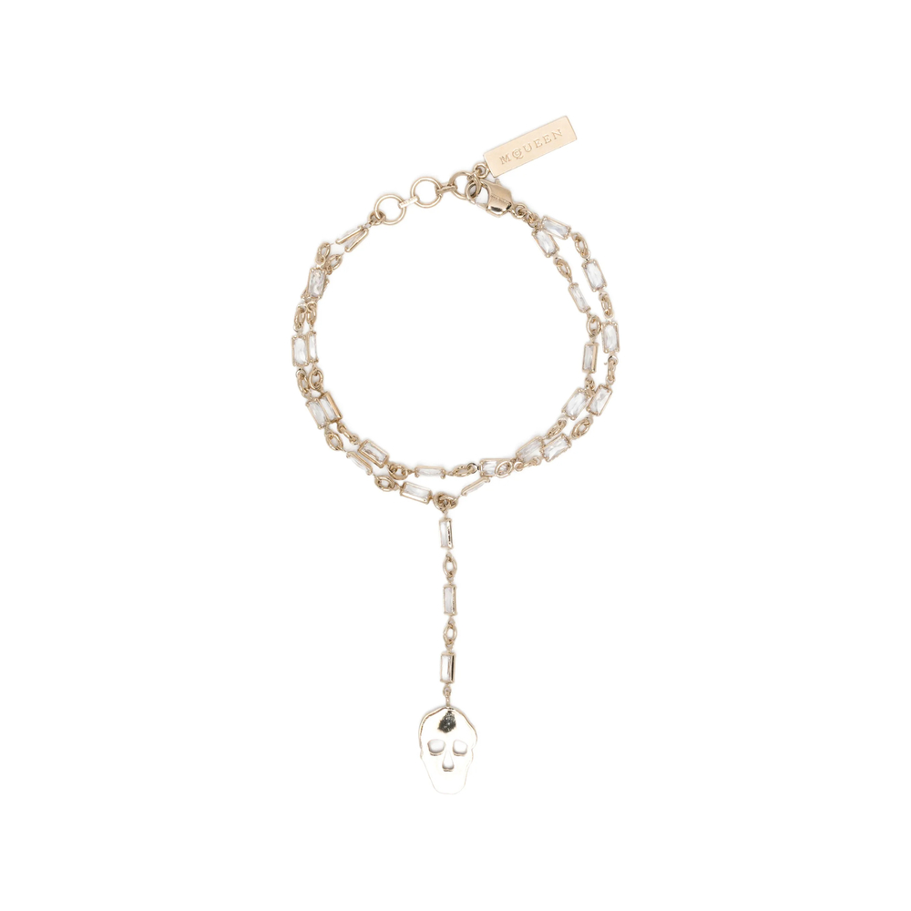 Alexander McQueen Pavé Skull Bracelet In Pale Gold-finish