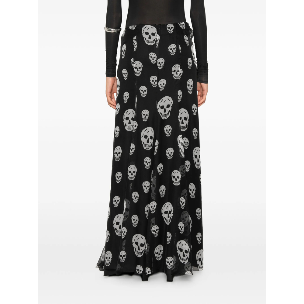 Skull-Print Draped Maxi
