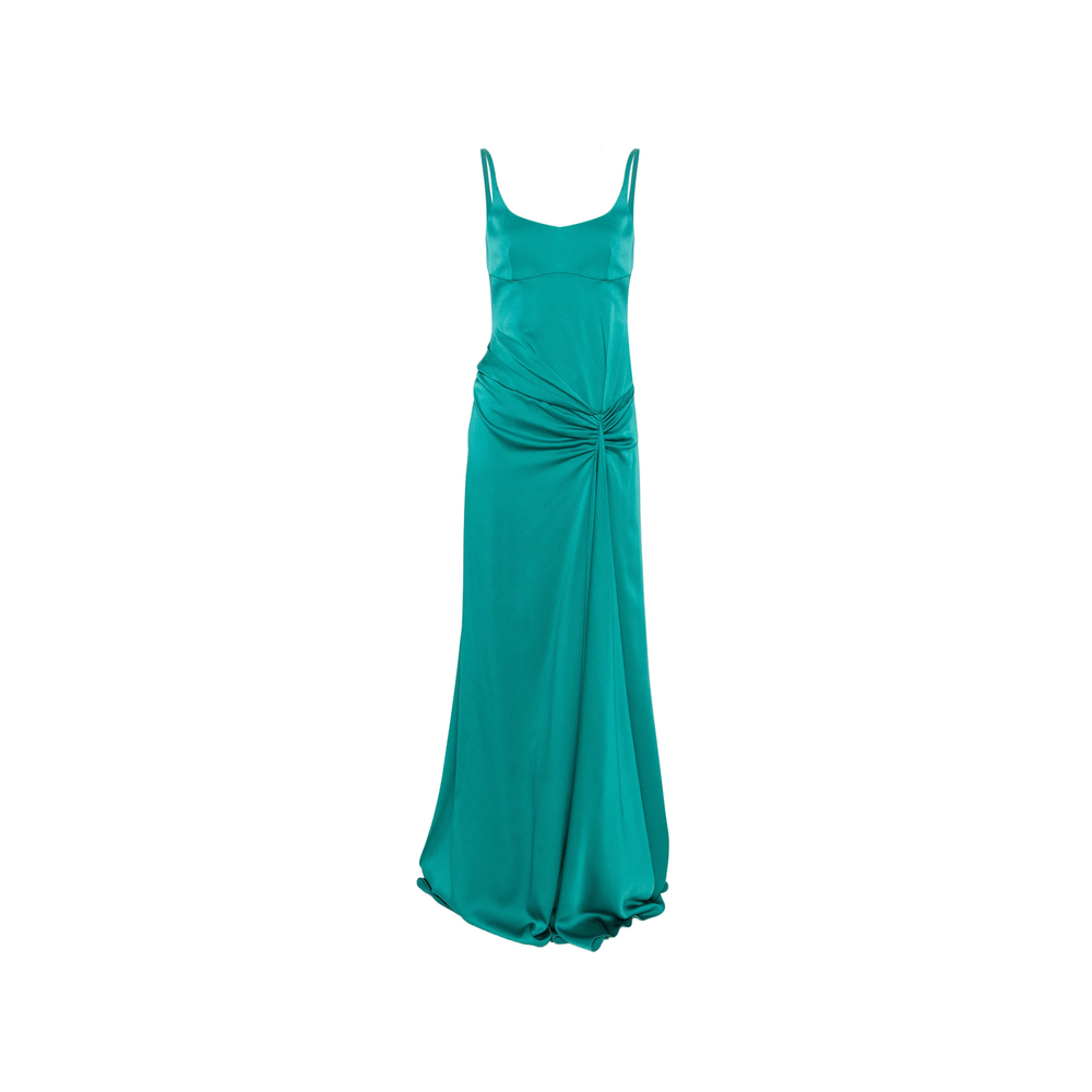 Alexander Mcqueen Asymmetric Drape Evening Dress In Blue