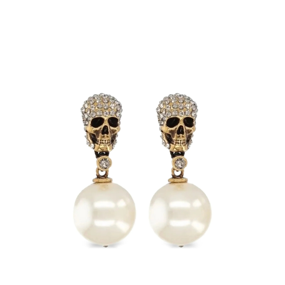 Alexander McQueen Pearl Pave Skull Earrings