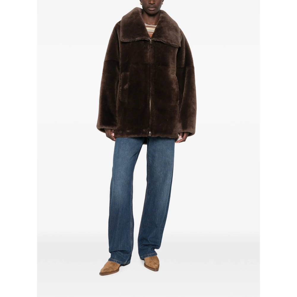 Wide-Collar Shearling Jacket
